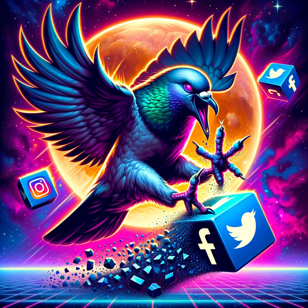 TwitterTwatter logo. It's basically a beautiful Pigeon pooping.